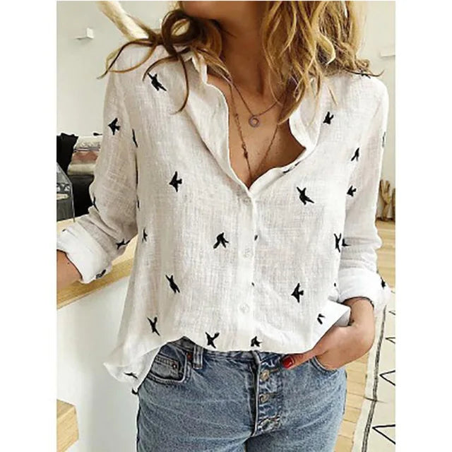 Victoria - Elegant Cotton Solid Button Linen Shirt