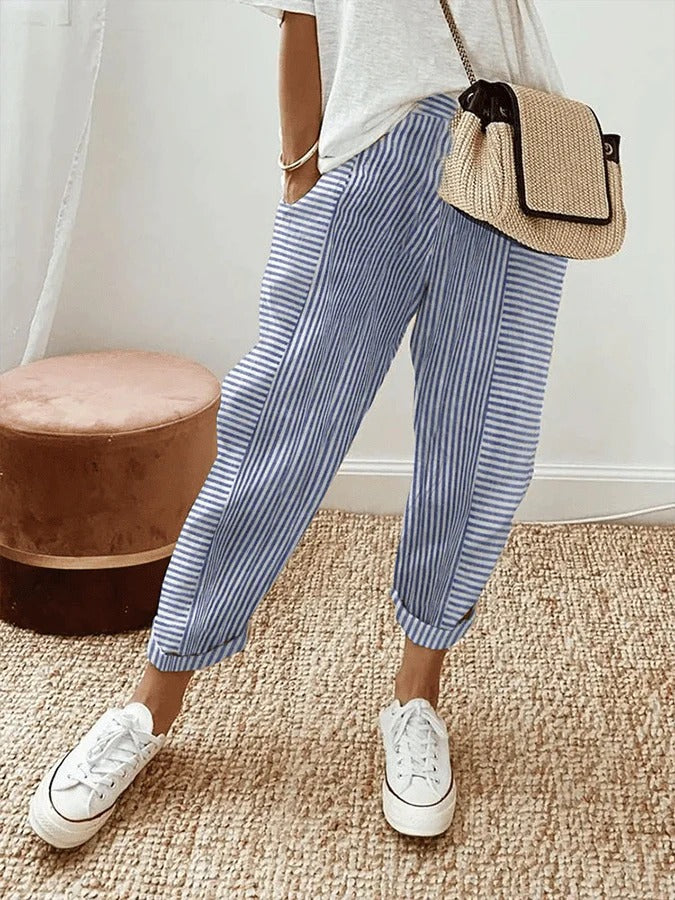 Maya | Striped Cotton Pants