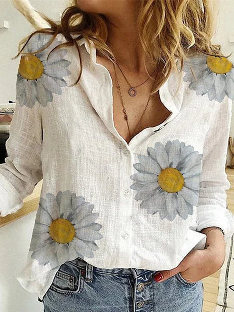 Victoria - Elegant Cotton Solid Button Linen Shirt
