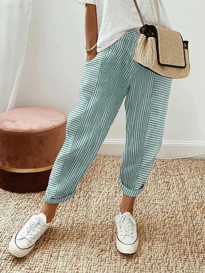 Maya | Striped Cotton Pants
