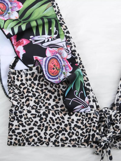 TROPICAL | Bikini with leopard print & ruffles