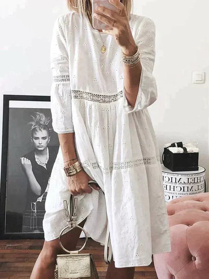 Elena | Embroidered Dress with Tummy Coverage
