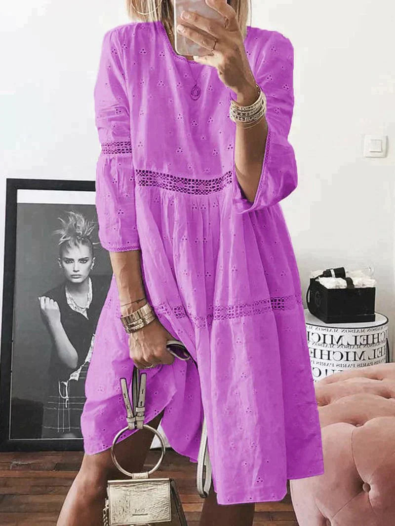 Elena | Embroidered Dress with Tummy Coverage