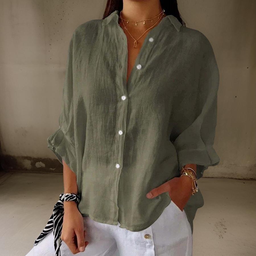 LINDA - ELEGANT LINEN POLO BLOUSE