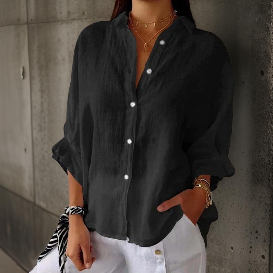 LINDA - ELEGANT LINEN POLO BLOUSE