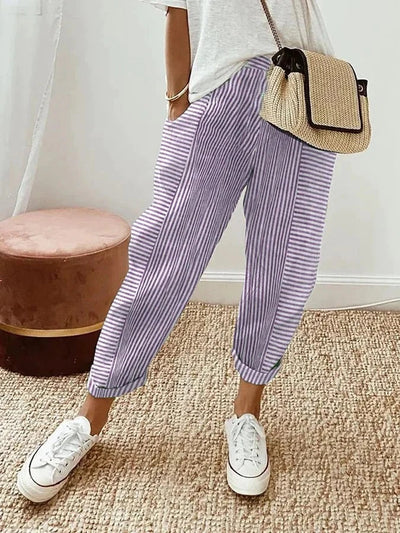 Maya | Striped Cotton Pants